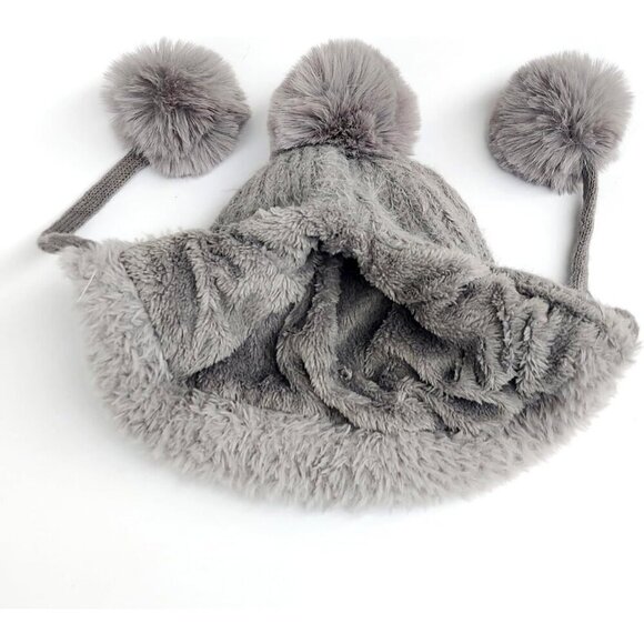 Women Gray 2 Winter Sherpa Beanie Hats Knit Ear Flaps Peruvian Cover Ears main image 6
